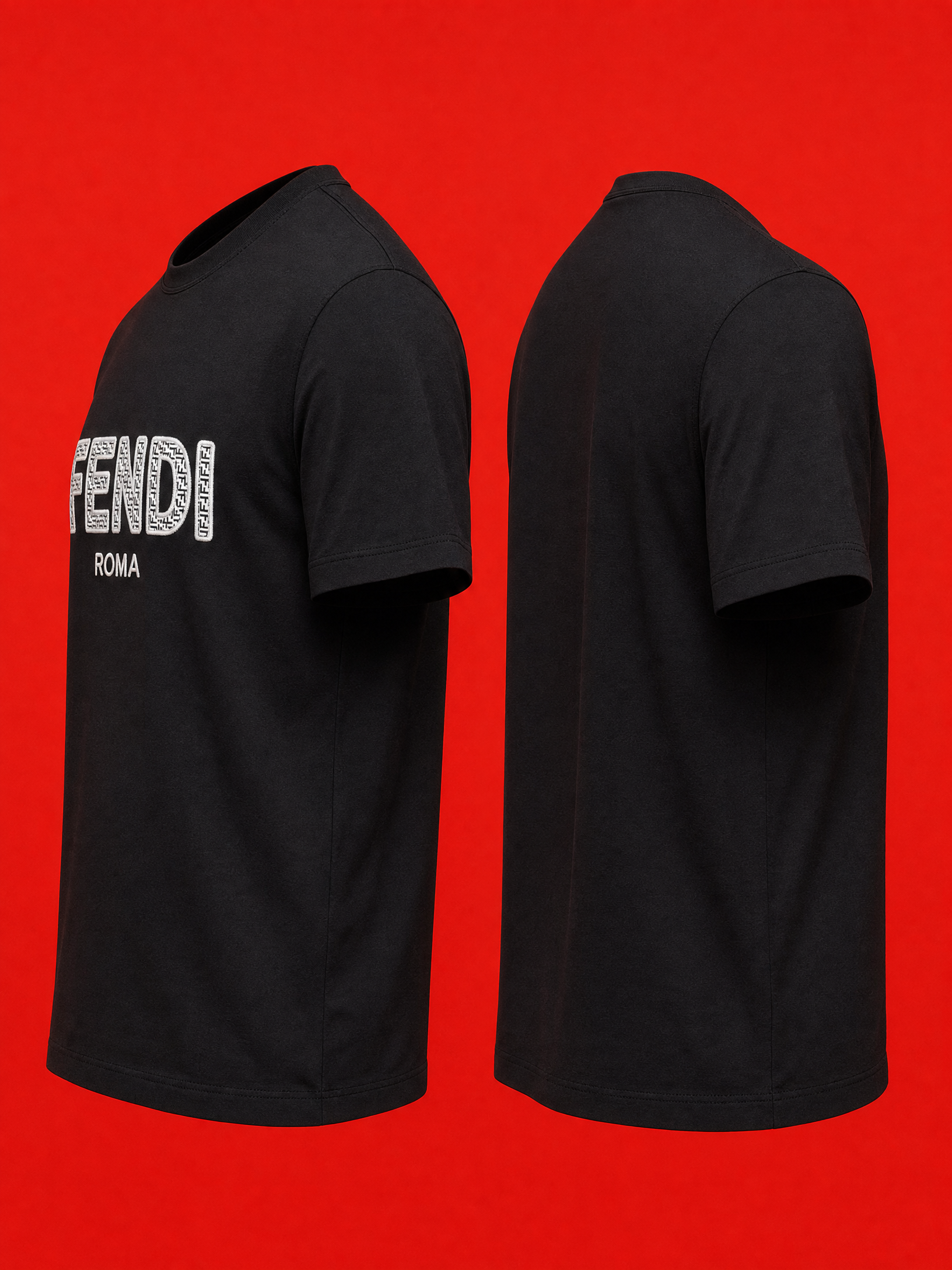 ⁠Fendi Roma FF Monogram Logo T-Shirt – Black