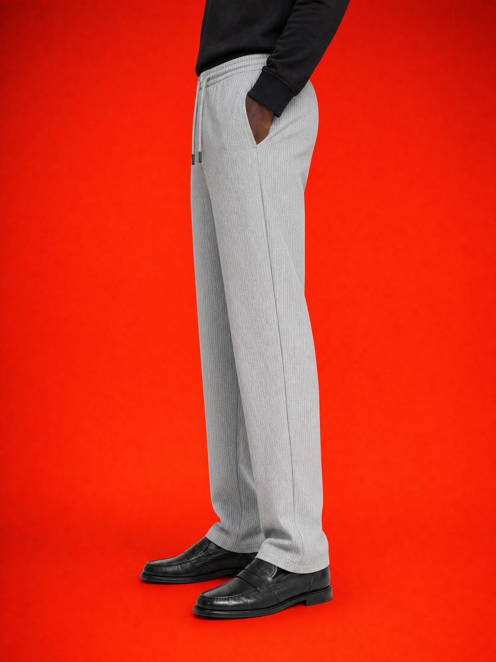 Hugo Boss Relaxed Drawstring Ribbed Trousers – Light Grey