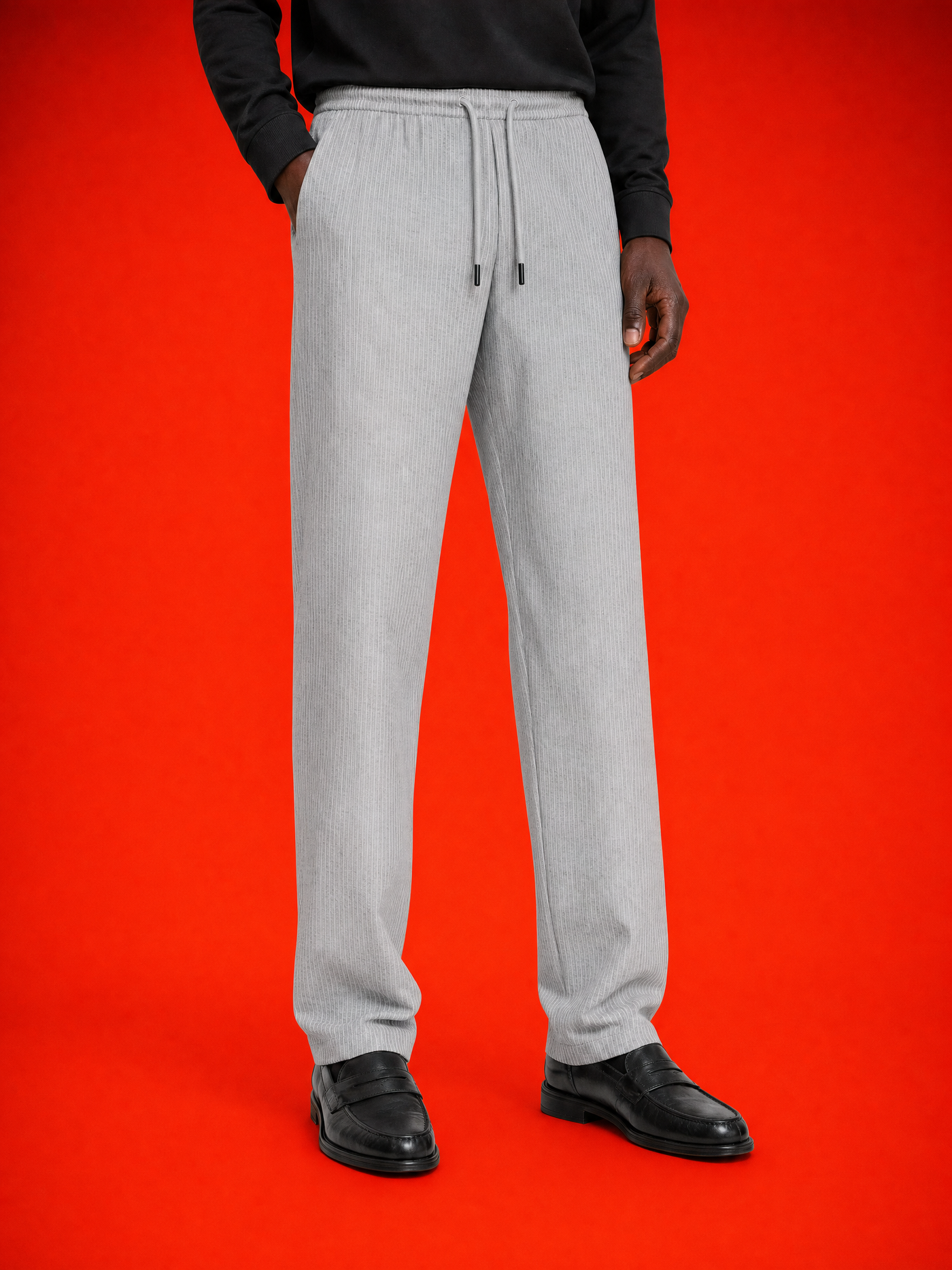 Hugo Boss Relaxed Drawstring Ribbed Trousers – Light Grey
