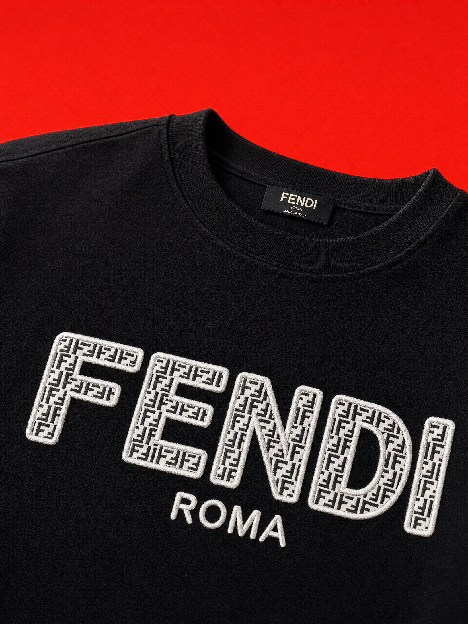 ⁠Fendi Roma FF Monogram Logo T-Shirt – Black