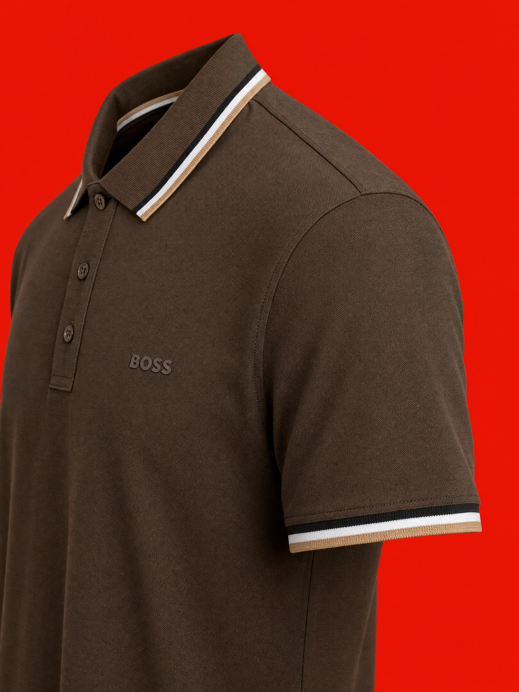 BOSS Signature Tipped Polo Shirt – Brown