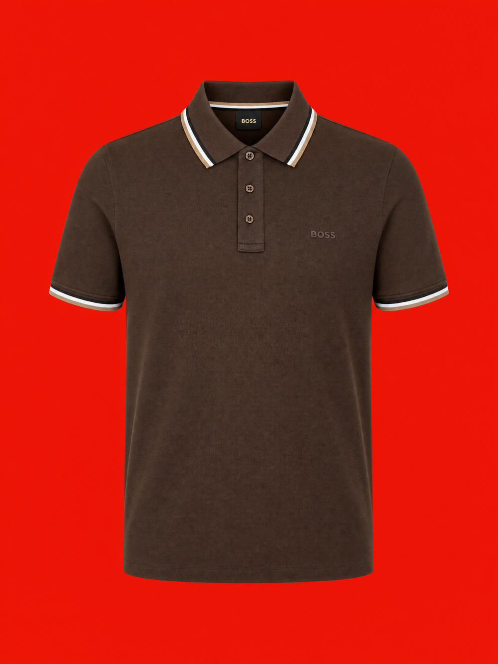 BOSS Signature Tipped Polo Shirt – Brown