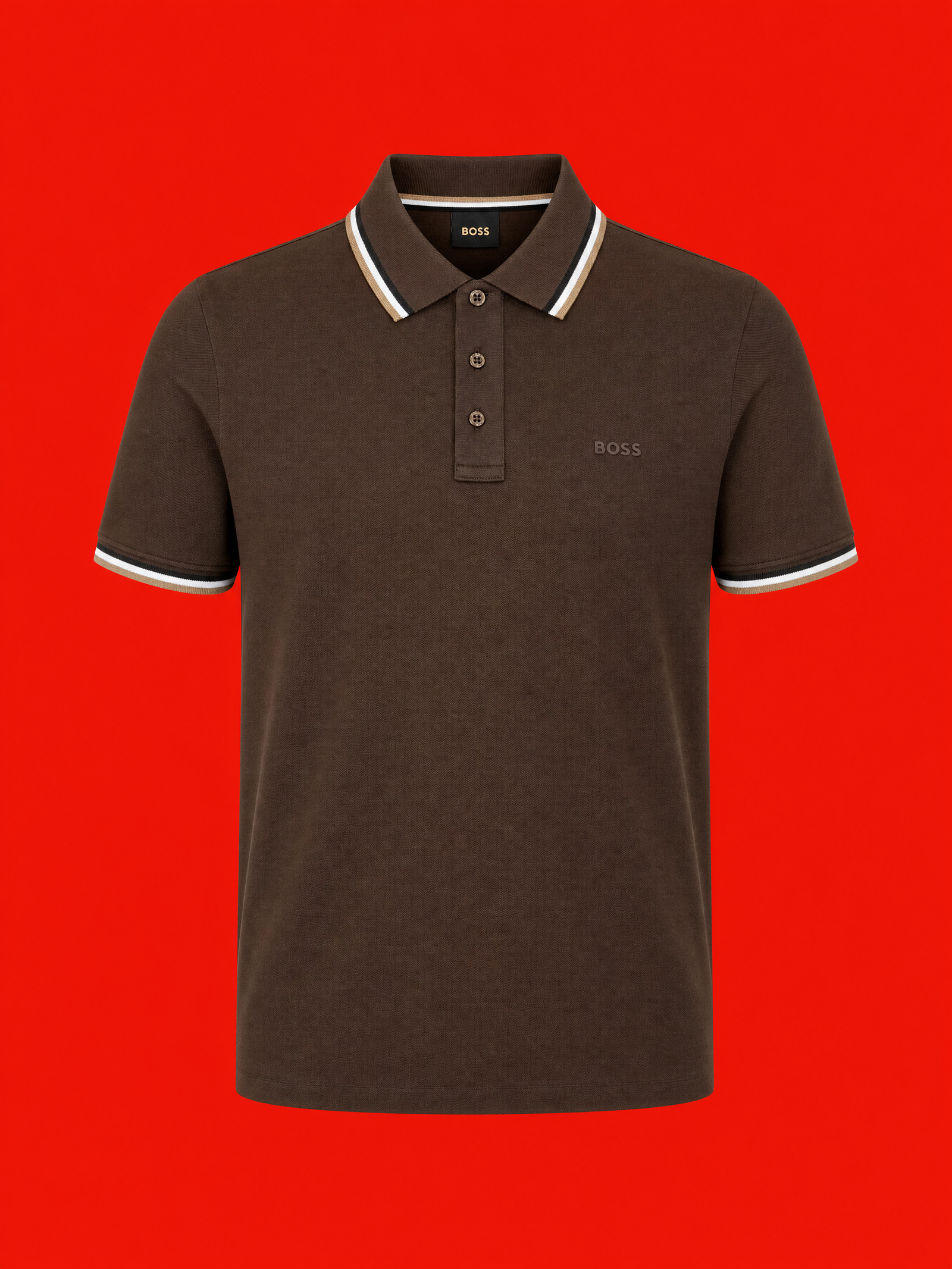 BOSS Signature Tipped Polo Shirt – Brown
